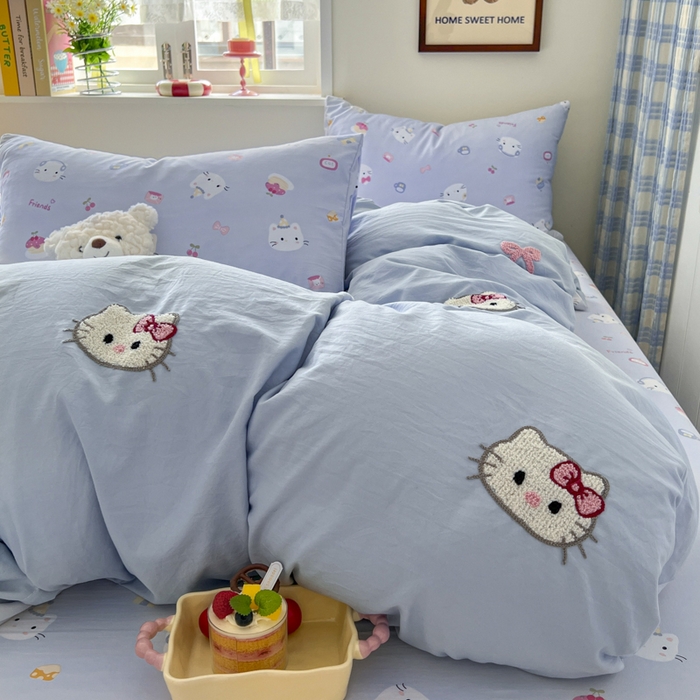 91家纺网 家纺一手货源 找家纺 （总）喜颜 2025新款超柔水洗糯糯棉爆款毛巾绣四件套学生宿舍三件套