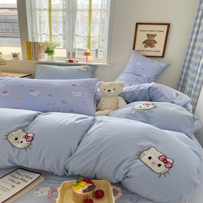 91家纺网 家纺一手货源 找家纺 （总）喜颜 2025新款超柔水洗糯糯棉爆款毛巾绣四件套学生宿舍三件套