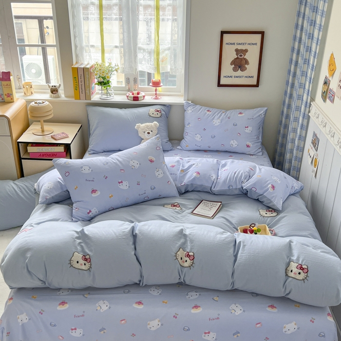 91家纺网 家纺一手货源 找家纺 （总）喜颜 2025新款超柔水洗糯糯棉爆款毛巾绣四件套学生宿舍三件套