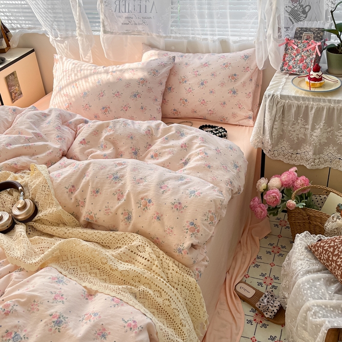 91家纺网 家纺一手货源 找家纺 彩韵家纺 2025新款超柔云感m印花双层纱四件套 艺花束束