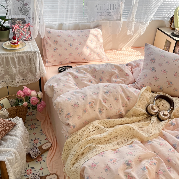 91家纺网 家纺一手货源 找家纺 彩韵家纺 2025新款超柔云感m印花双层纱四件套 艺花束束