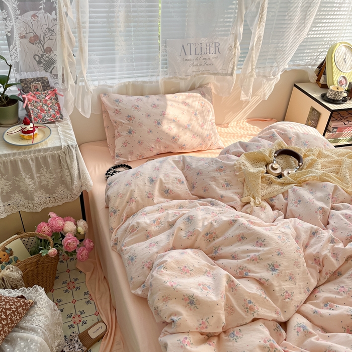 91家纺网 家纺一手货源 找家纺 彩韵家纺 2025新款超柔云感m印花双层纱四件套 艺花束束