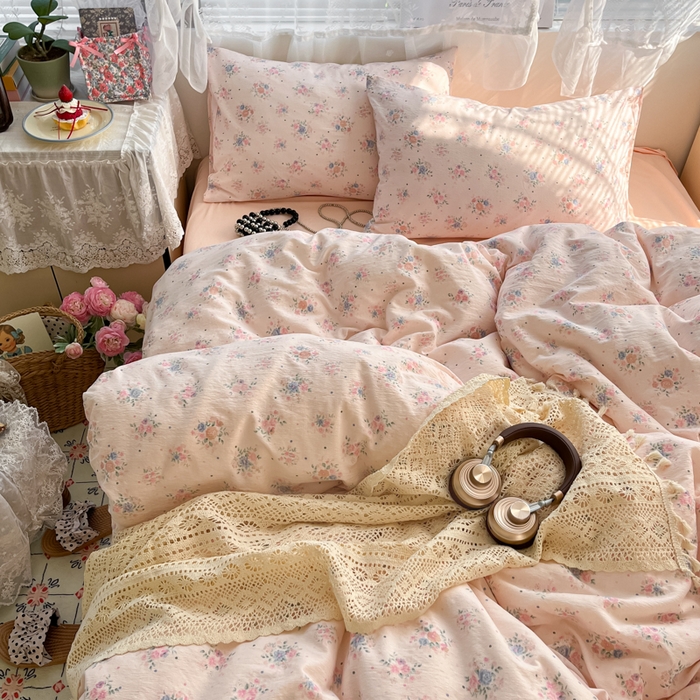 91家纺网 家纺一手货源 找家纺 彩韵家纺 2025新款超柔云感m印花双层纱四件套 艺花束束