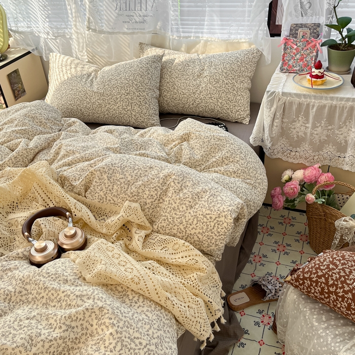 91家纺网 家纺一手货源 找家纺 彩韵家纺 2025新款超柔云感m印花双层纱四件套 枝蔓繁花