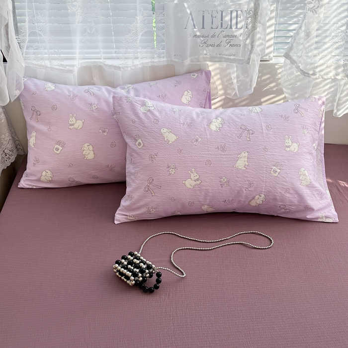 91家纺网 家纺一手货源 找家纺 彩韵家纺 2025新款超柔云感m印花双层纱四件套 逐花迷途