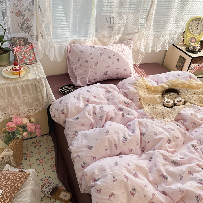 91家纺网 家纺一手货源 找家纺 彩韵家纺 2025新款超柔云感m印花双层纱四件套 紫气葡萄