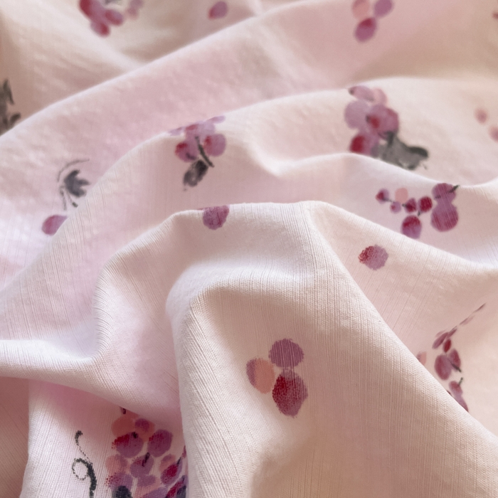 91家纺网 家纺一手货源 找家纺 彩韵家纺 2025新款超柔云感m印花双层纱四件套 紫气葡萄