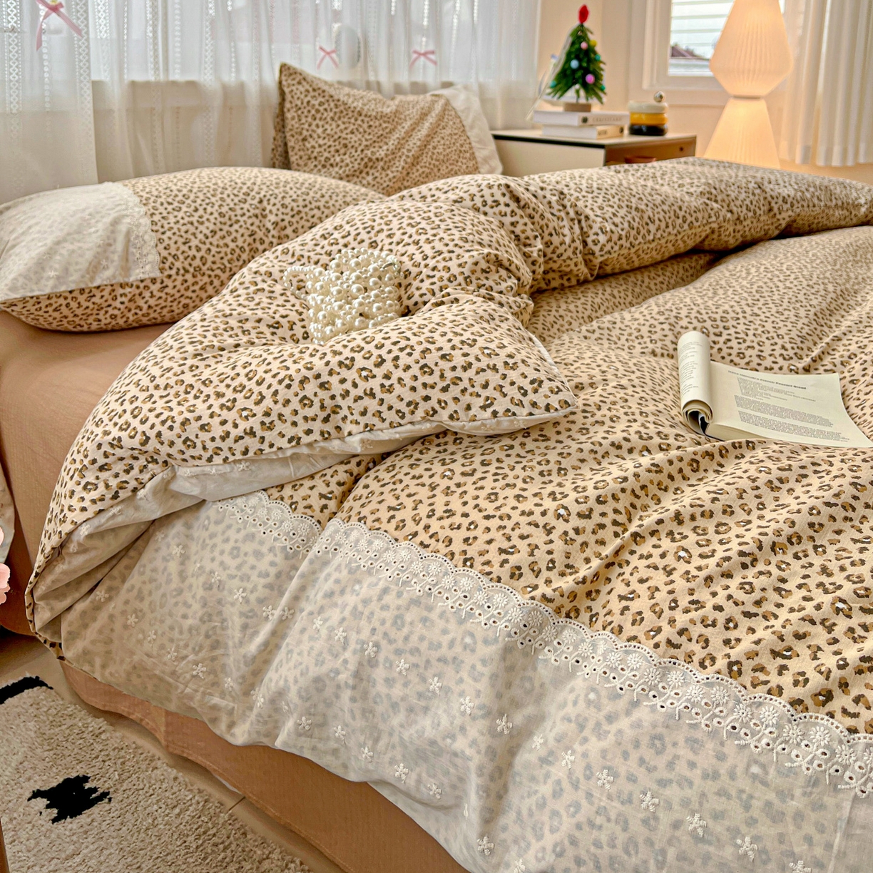 91家纺网 家纺一手货源 找家纺 （总）喜颜 2025新款云感木棉双层纱贴布花边爆款四件套