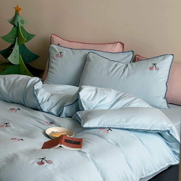 （总）西西家居2025新款A类超柔有氧双层纱四件套-樱桃（券后不低于328）