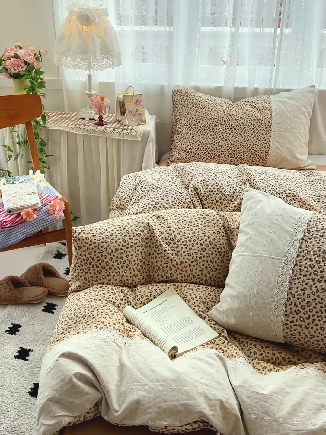 91家纺网 家纺一手货源 找家纺 （总）喜颜 2025新款云感木棉双层纱贴布花边爆款四件套