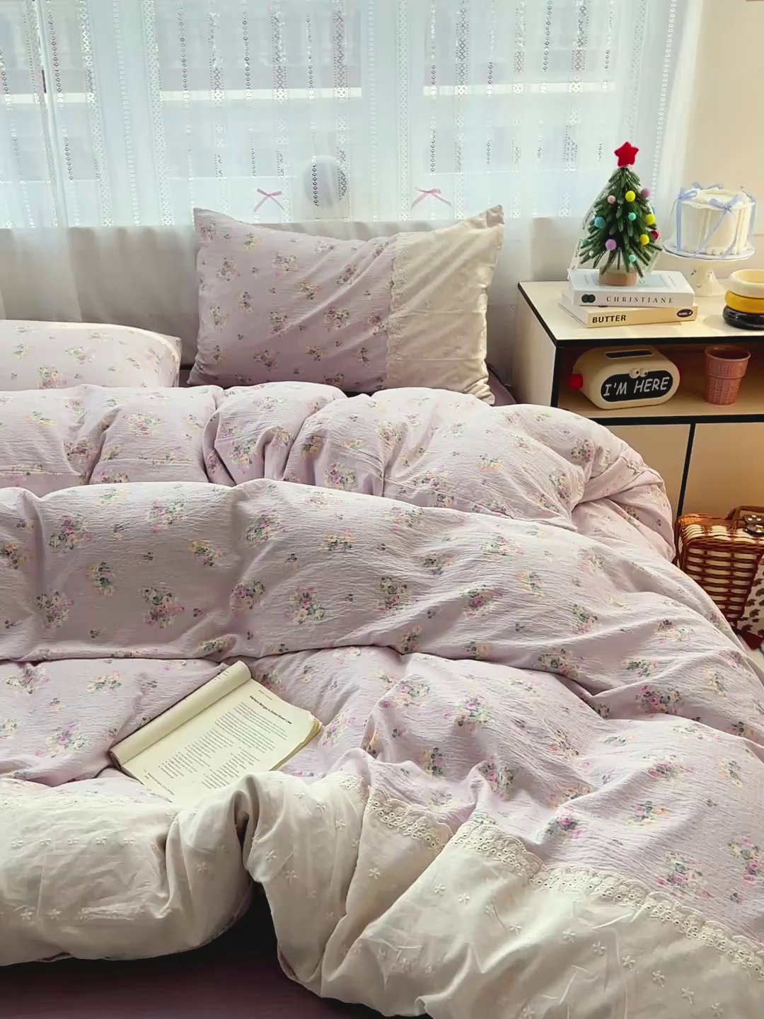 91家纺网 家纺一手货源 找家纺 喜颜 2025新款云感木棉双层纱贴布花边爆款四件套 荔纱-（贴布花边）