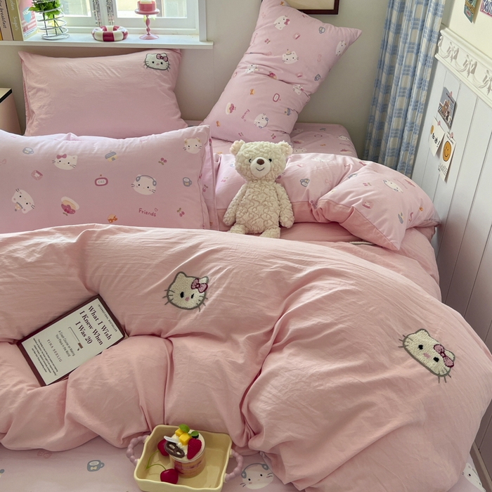 91家纺网 家纺一手货源 找家纺 （总）喜颜 2025新款超柔水洗糯糯棉爆款毛巾绣四件套学生宿舍三件套