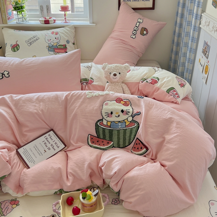 91家纺网 家纺一手货源 找家纺 （总）喜颜 2025新款超柔水洗糯糯棉爆款毛巾绣四件套学生宿舍三件套