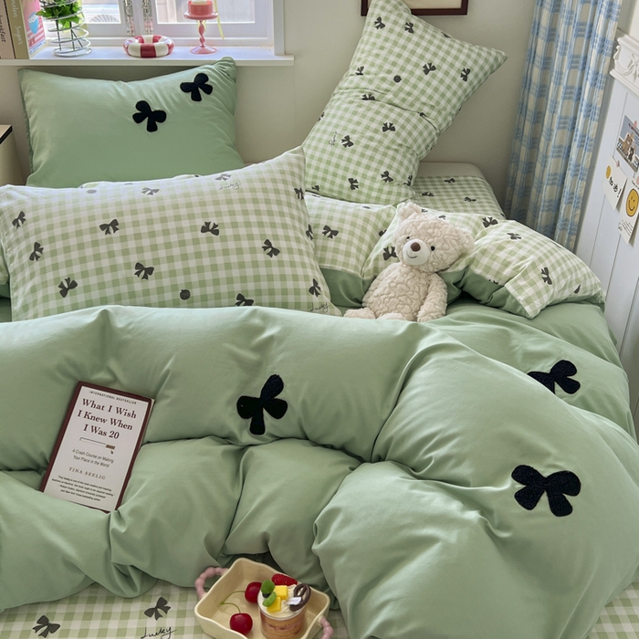 91家纺网 家纺一手货源 找家纺 （总）喜颜 2025新款超柔水洗糯糯棉爆款毛巾绣四件套学生宿舍三件套