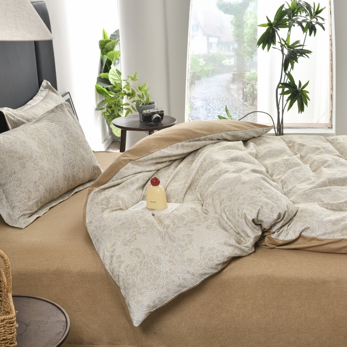 91家纺网 家纺一手货源 找家纺 磨毛世家家纺2025新款金太阳铂金四件套加厚四件套 赫拉