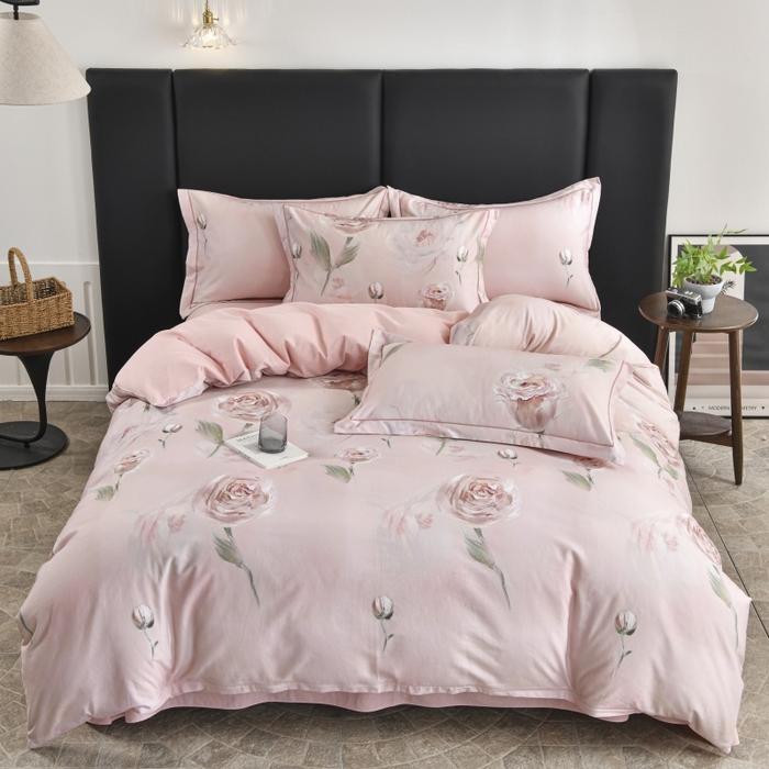 91家纺网 家纺一手货源 找家纺 磨毛世家家纺2025新款金太阳铂金四件套加厚四件套 花开艳丽