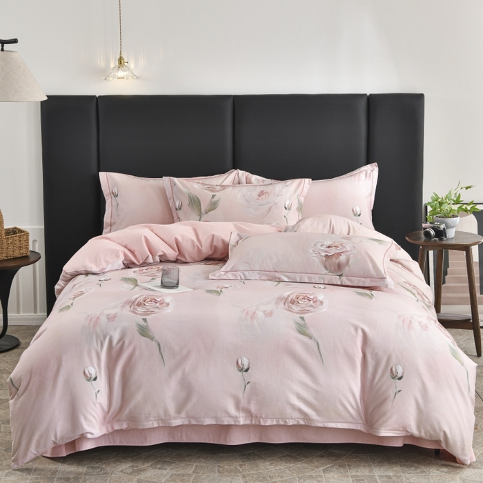 91家纺网 家纺一手货源 找家纺 磨毛世家家纺2025新款金太阳铂金四件套加厚四件套 花开艳丽