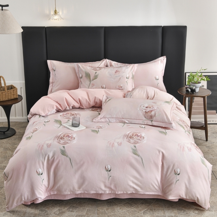 91家纺网 家纺一手货源 找家纺 磨毛世家家纺2025新款金太阳铂金四件套加厚四件套 花开艳丽