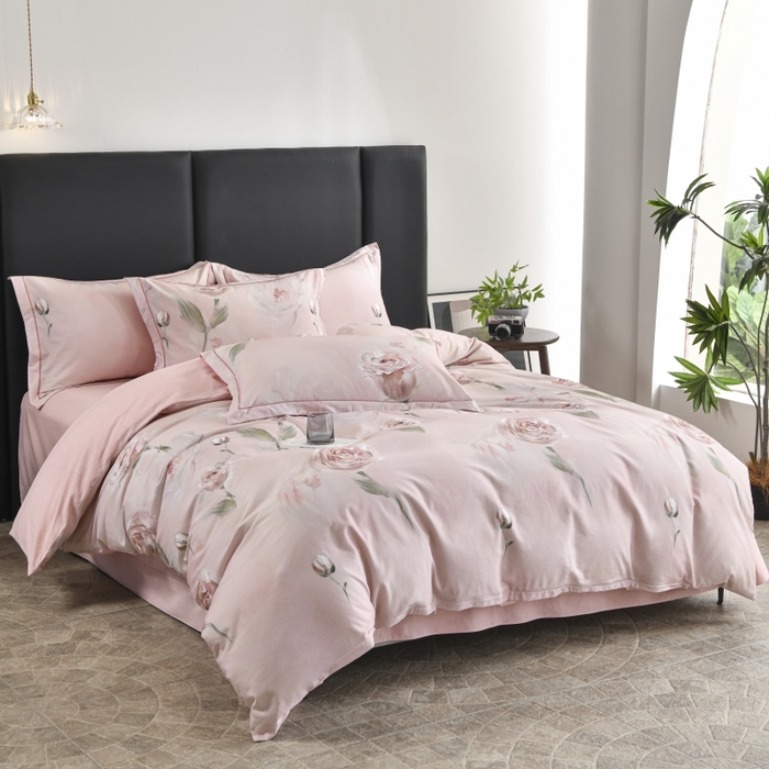 91家纺网 家纺一手货源 找家纺 磨毛世家家纺2025新款金太阳铂金四件套加厚四件套 花开艳丽