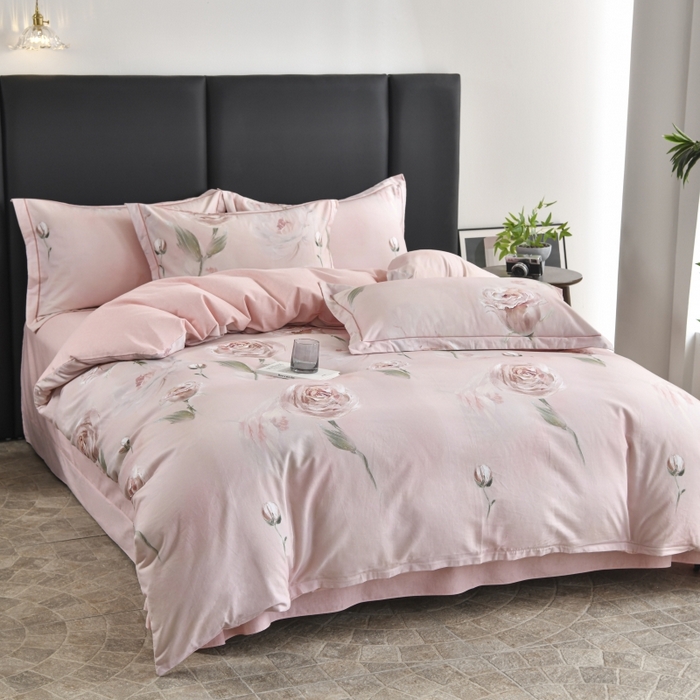 91家纺网 家纺一手货源 找家纺 磨毛世家家纺2025新款金太阳铂金四件套加厚四件套 花开艳丽