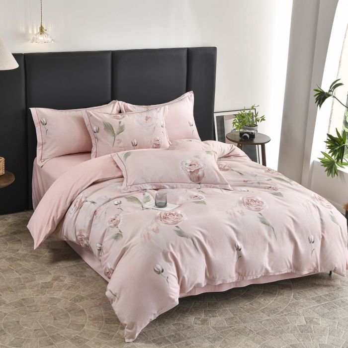 91家纺网 家纺一手货源 找家纺 磨毛世家家纺2025新款金太阳铂金四件套加厚四件套 花开艳丽