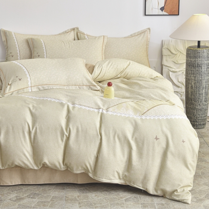 91家纺网 家纺一手货源 找家纺 磨毛世家家纺2025新款金太阳铂金四件套加厚四件套 花香蝶自来