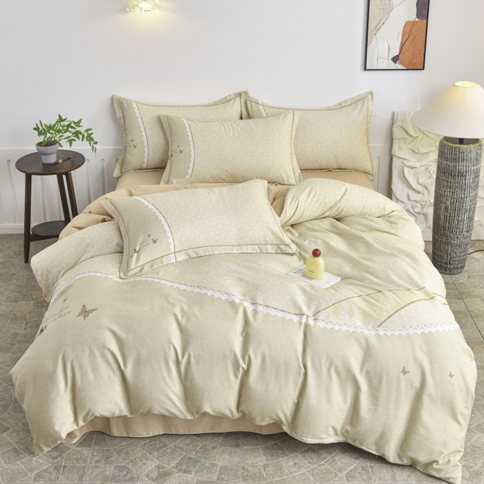 91家纺网 家纺一手货源 找家纺 磨毛世家家纺2025新款金太阳铂金四件套加厚四件套 花香蝶自来