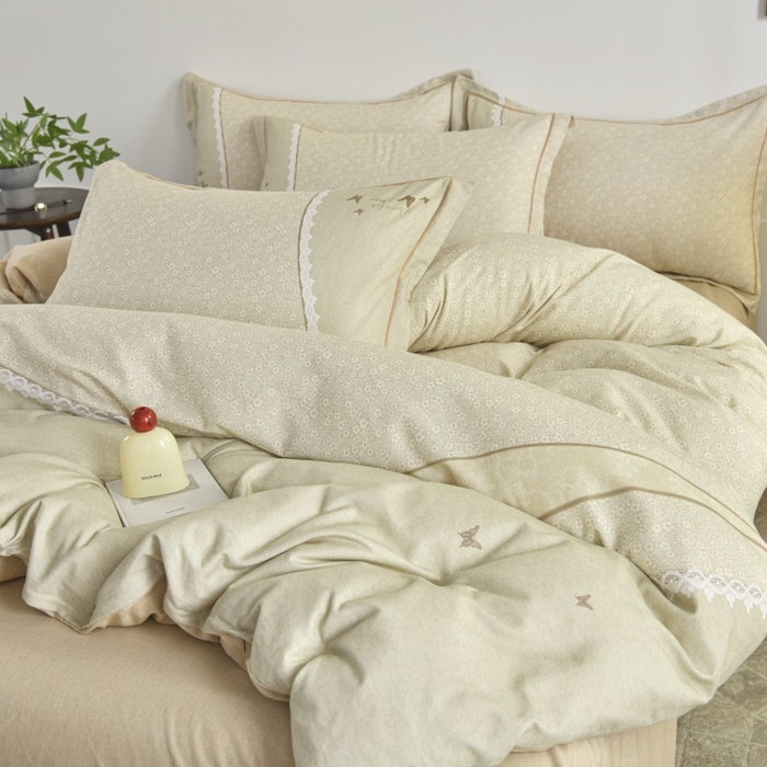 91家纺网 家纺一手货源 找家纺 磨毛世家家纺2025新款金太阳铂金四件套加厚四件套 花香蝶自来