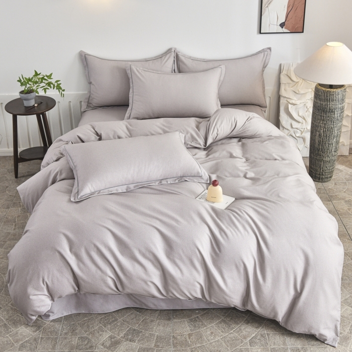 91家纺网 家纺一手货源 找家纺 磨毛世家家纺2025新款金太阳铂金四件套加厚四件套 灰色