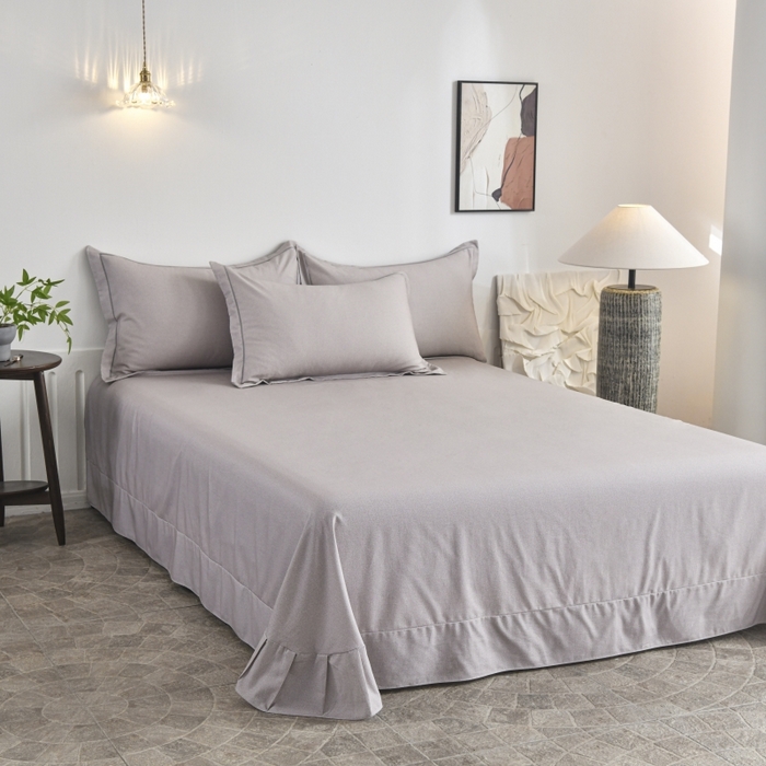 91家纺网 家纺一手货源 找家纺 磨毛世家家纺2025新款金太阳铂金四件套加厚四件套 灰色