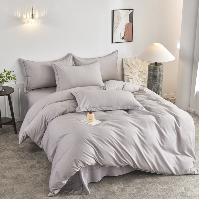 91家纺网 家纺一手货源 找家纺 磨毛世家家纺2025新款金太阳铂金四件套加厚四件套 灰色