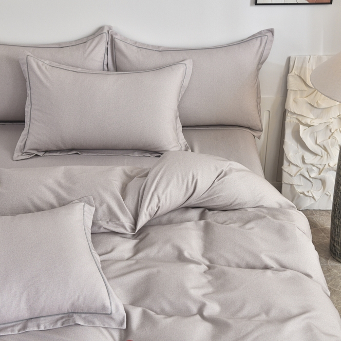 91家纺网 家纺一手货源 找家纺 磨毛世家家纺2025新款金太阳铂金四件套加厚四件套 灰色