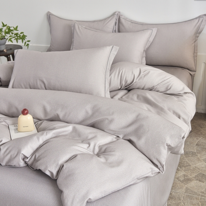 91家纺网 家纺一手货源 找家纺 磨毛世家家纺2025新款金太阳铂金四件套加厚四件套 灰色