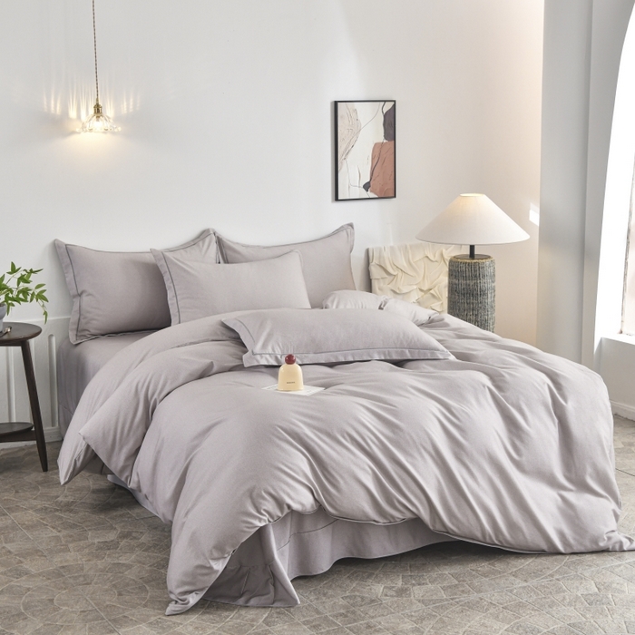 91家纺网 家纺一手货源 找家纺 磨毛世家家纺2025新款金太阳铂金四件套加厚四件套 灰色