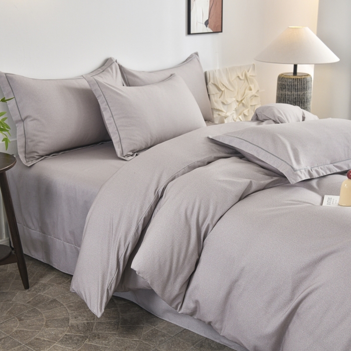 91家纺网 家纺一手货源 找家纺 磨毛世家家纺2025新款金太阳铂金四件套加厚四件套 灰色