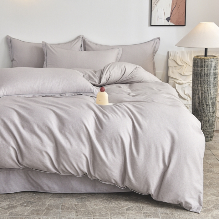 91家纺网 家纺一手货源 找家纺 磨毛世家家纺2025新款金太阳铂金四件套加厚四件套 灰色