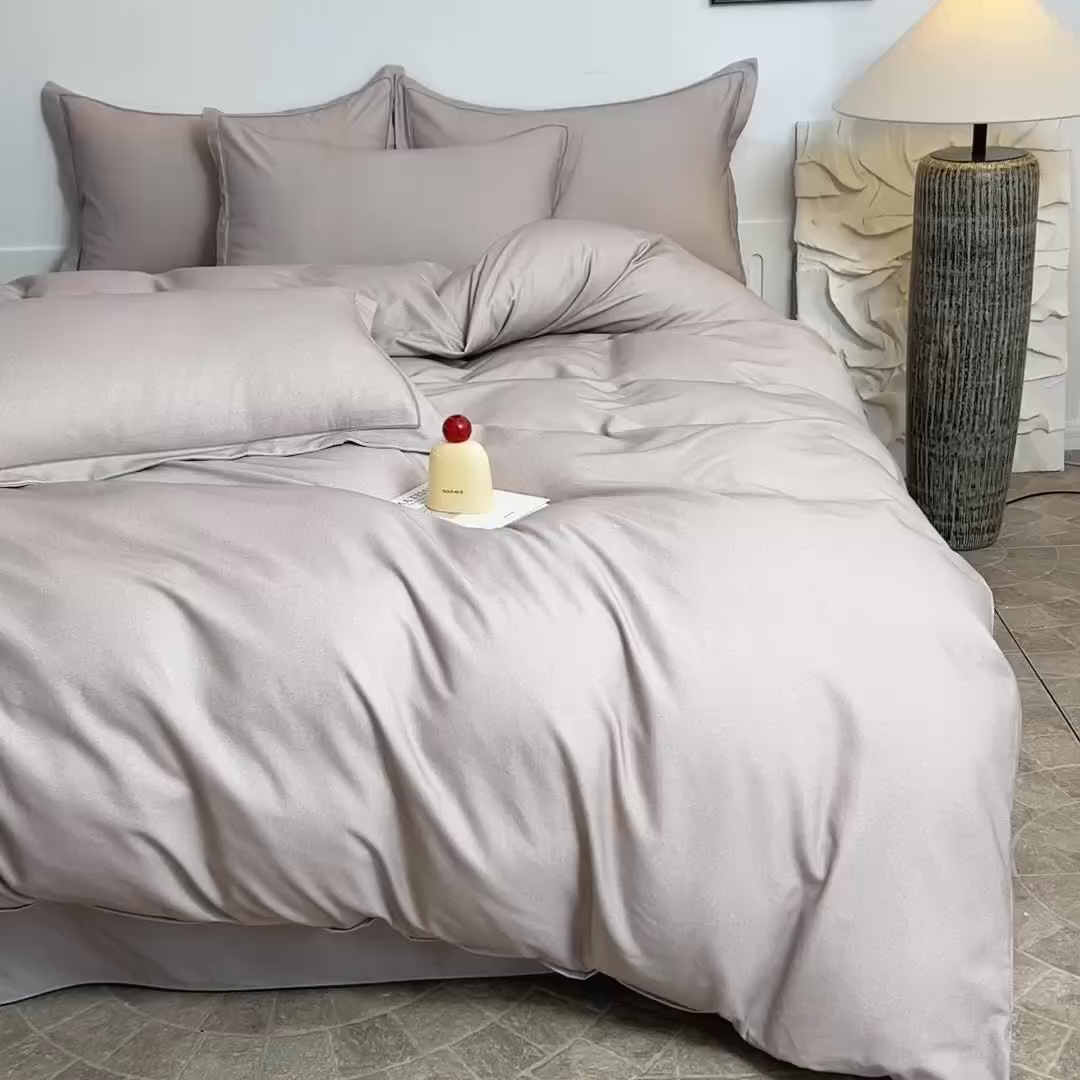 91家纺网 家纺一手货源 找家纺 磨毛世家家纺2025新款金太阳铂金四件套加厚四件套 灰色