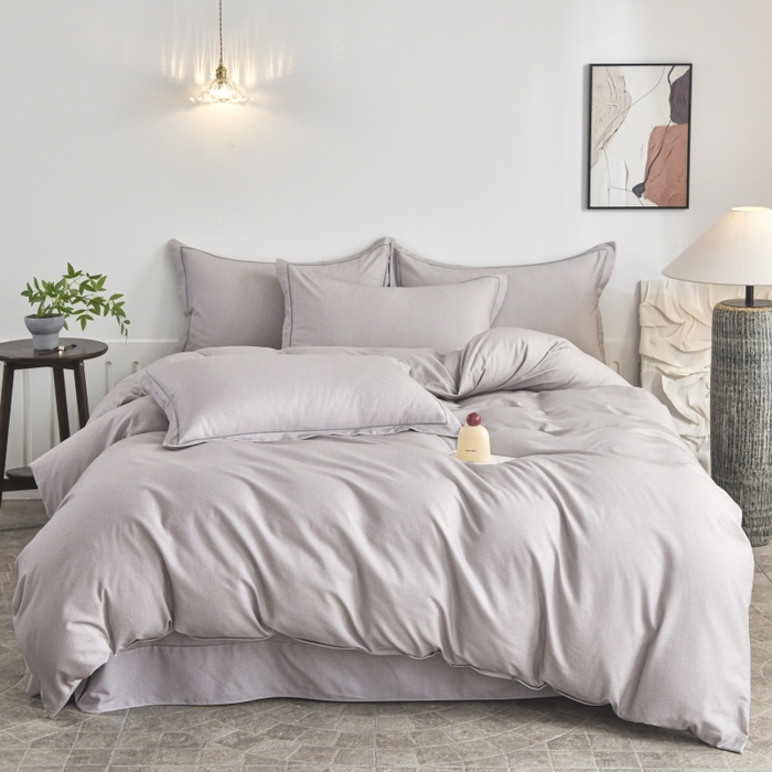 磨毛世家家纺2025新款金太阳铂金四件套加厚四件套 灰色