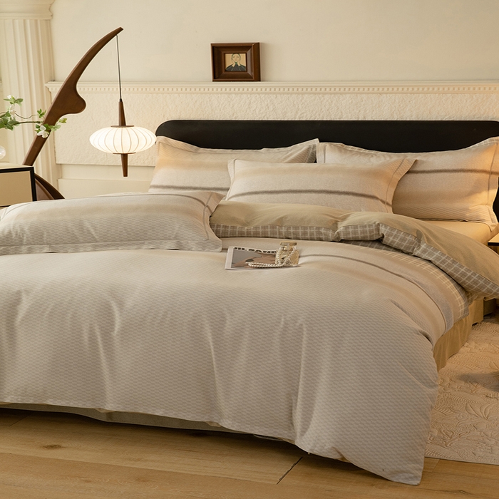 91家纺网 家纺一手货源 找家纺 磨毛世家家纺2025新款金太阳铂金四件套加厚四件套 流年