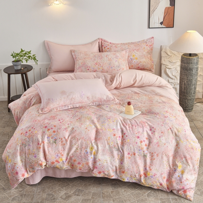 磨毛世家家纺2025新款金太阳铂金四件套加厚四件套 蔓丘-粉