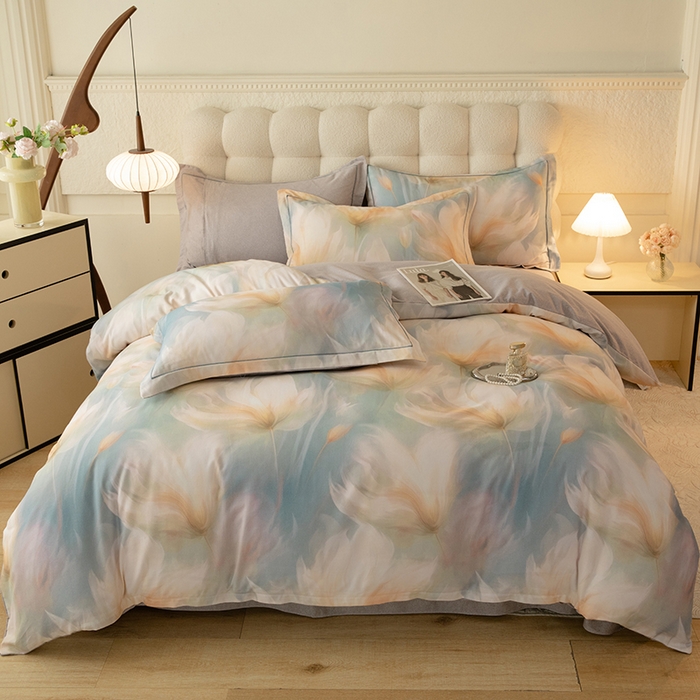 91家纺网 家纺一手货源 找家纺 磨毛世家家纺2025新款金太阳铂金四件套加厚四件套 梦翎