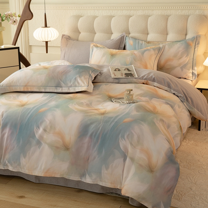 91家纺网 家纺一手货源 找家纺 磨毛世家家纺2025新款金太阳铂金四件套加厚四件套 梦翎