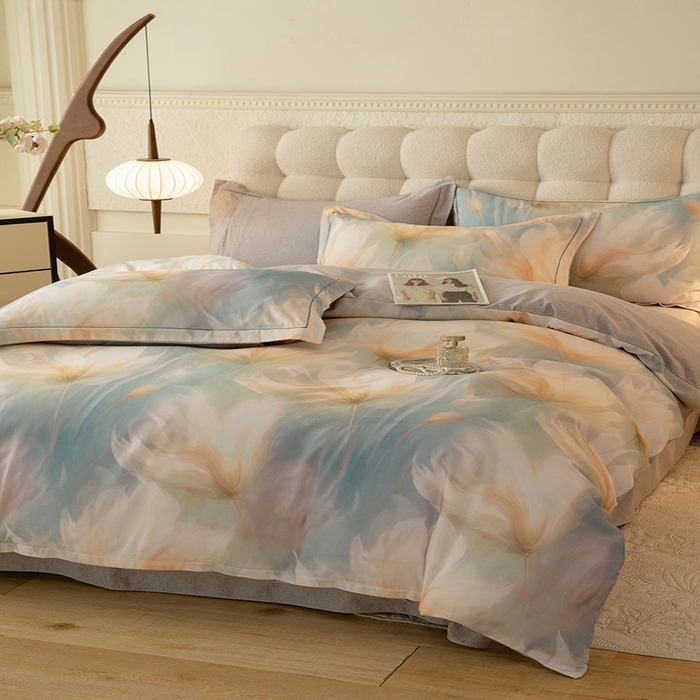 91家纺网 家纺一手货源 找家纺 磨毛世家家纺2025新款金太阳铂金四件套加厚四件套 梦翎