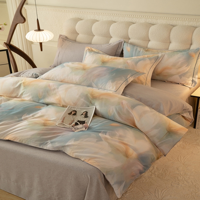 91家纺网 家纺一手货源 找家纺 磨毛世家家纺2025新款金太阳铂金四件套加厚四件套 梦翎