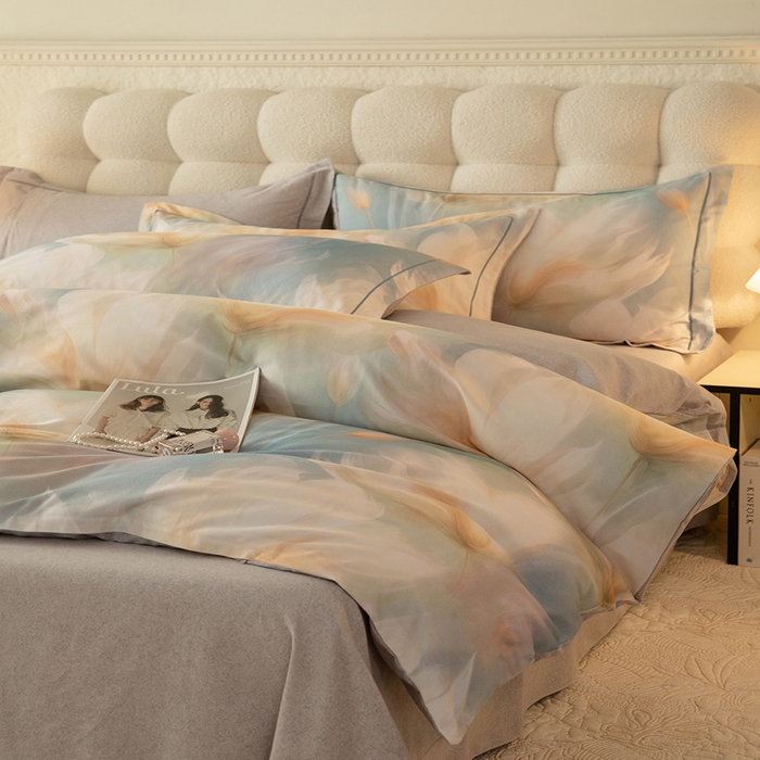 91家纺网 家纺一手货源 找家纺 磨毛世家家纺2025新款金太阳铂金四件套加厚四件套 梦翎