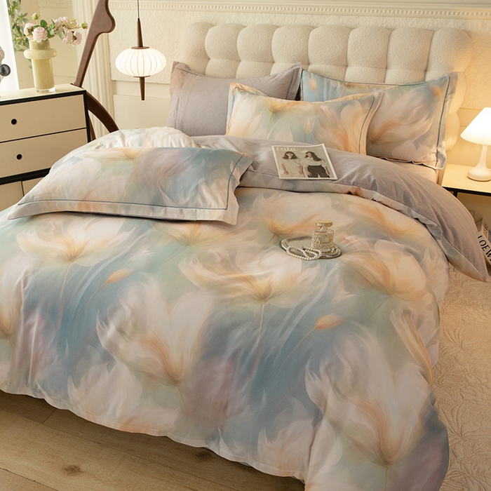 91家纺网 家纺一手货源 找家纺 磨毛世家家纺2025新款金太阳铂金四件套加厚四件套 梦翎