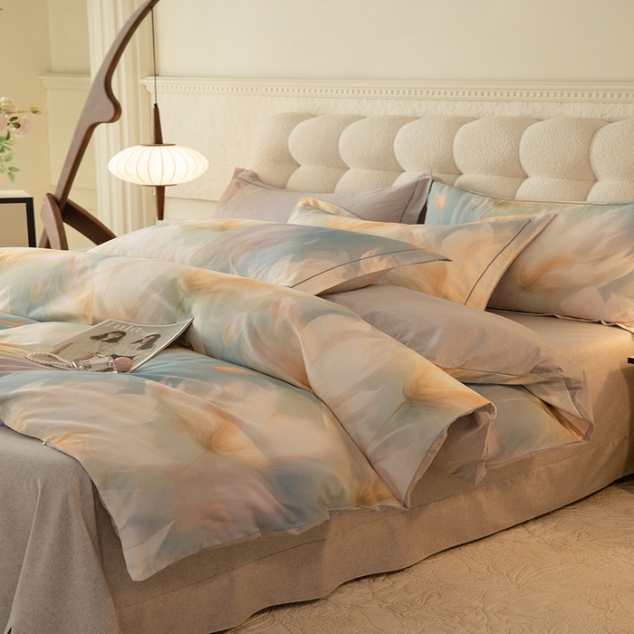 91家纺网 家纺一手货源 找家纺 磨毛世家家纺2025新款金太阳铂金四件套加厚四件套 梦翎