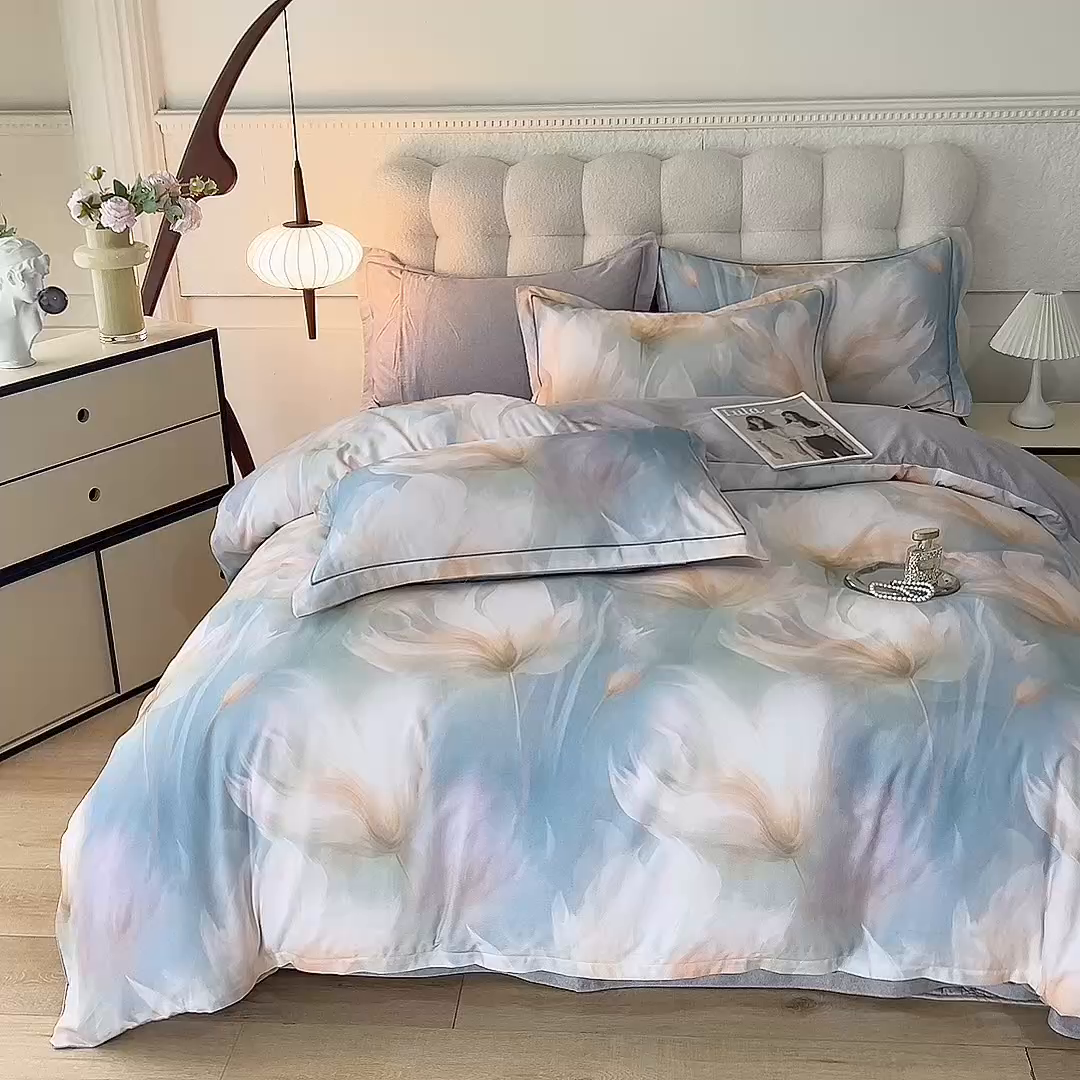 91家纺网 家纺一手货源 找家纺 磨毛世家家纺2025新款金太阳铂金四件套加厚四件套 梦翎