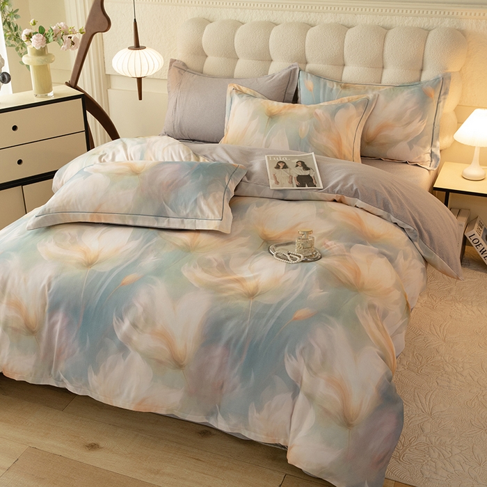 91家纺网 家纺一手货源 找家纺 磨毛世家家纺2025新款金太阳铂金四件套加厚四件套 梦翎