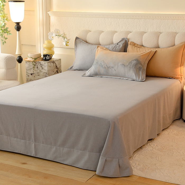 91家纺网 家纺一手货源 找家纺 磨毛世家家纺2025新款金太阳铂金四件套加厚四件套 秘境-黄